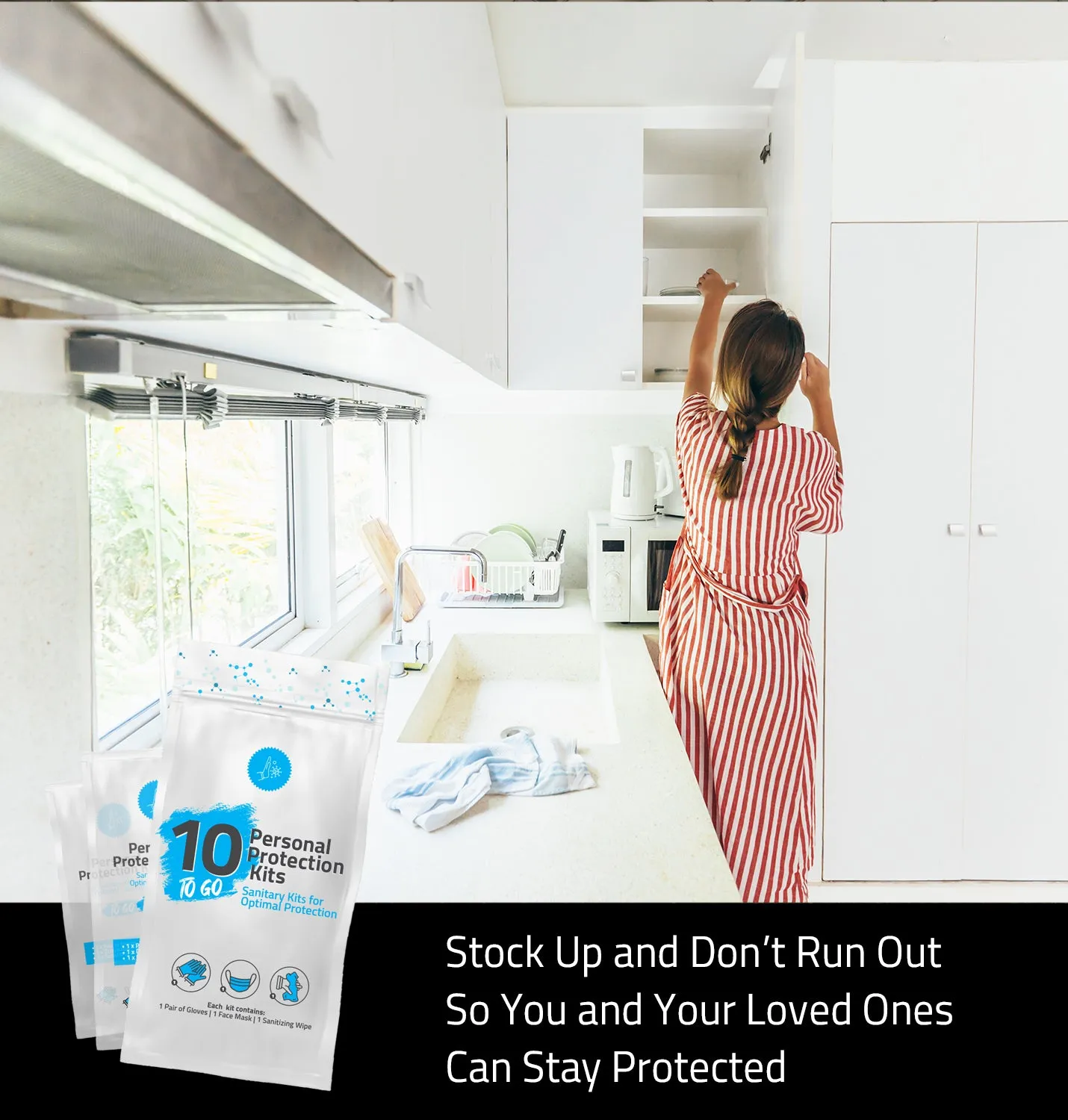 (10) All-In-One Personal Protection Kits TO GO – Sanitary Kits for Optimal Protection