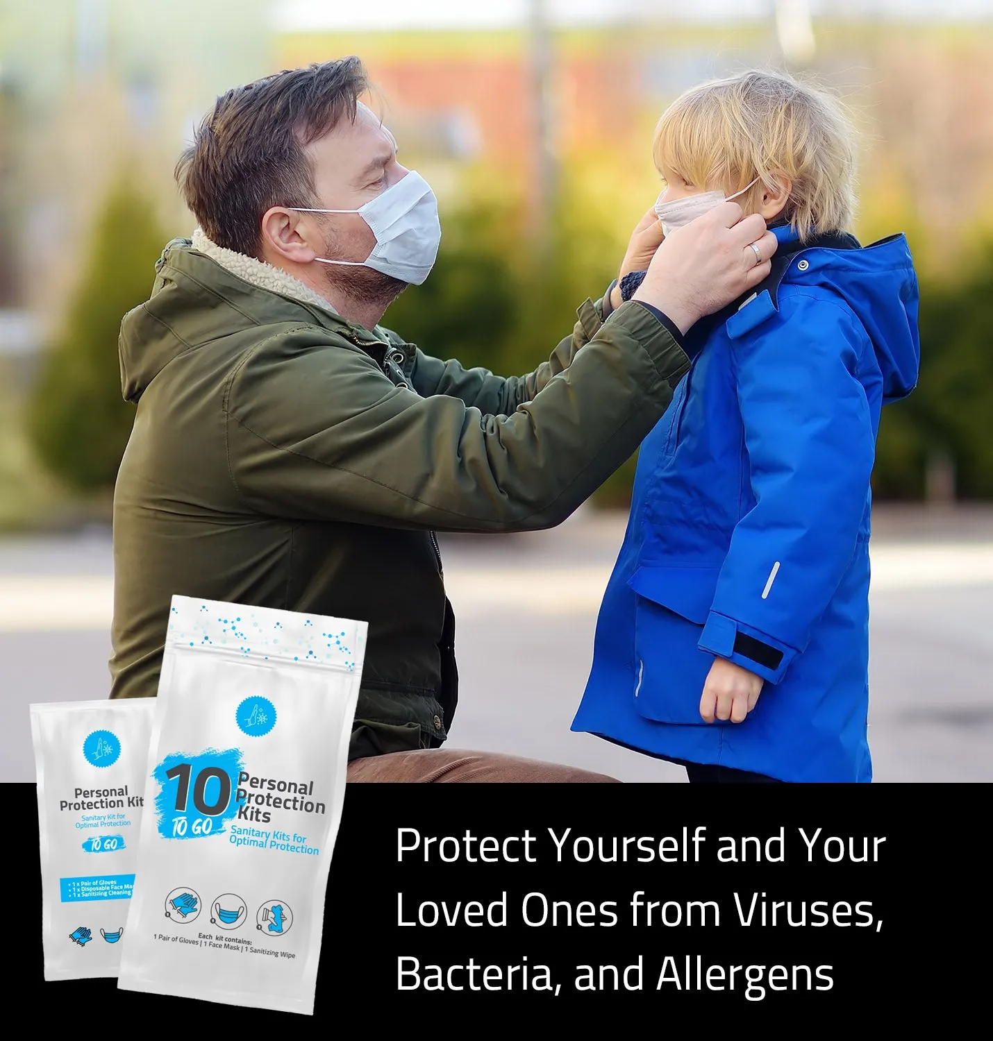 (10) All-In-One Personal Protection Kits TO GO – Sanitary Kits for Optimal Protection