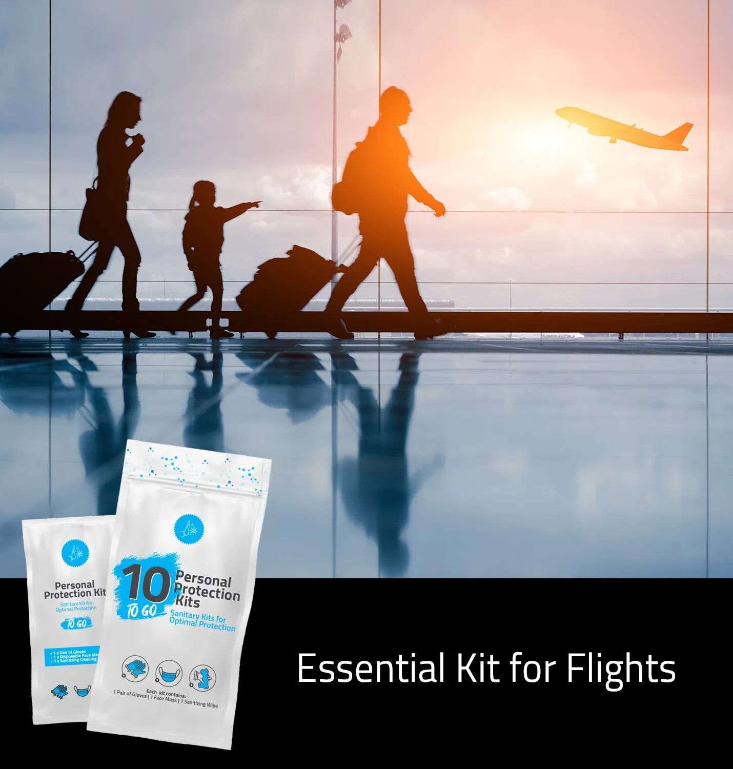 (10) All-In-One Personal Protection Kits TO GO – Sanitary Kits for Optimal Protection