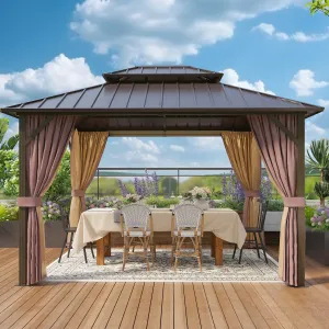 10x12 Hardtop Gazebo, Galvanized Steel Double Roof with Aluminum Frame