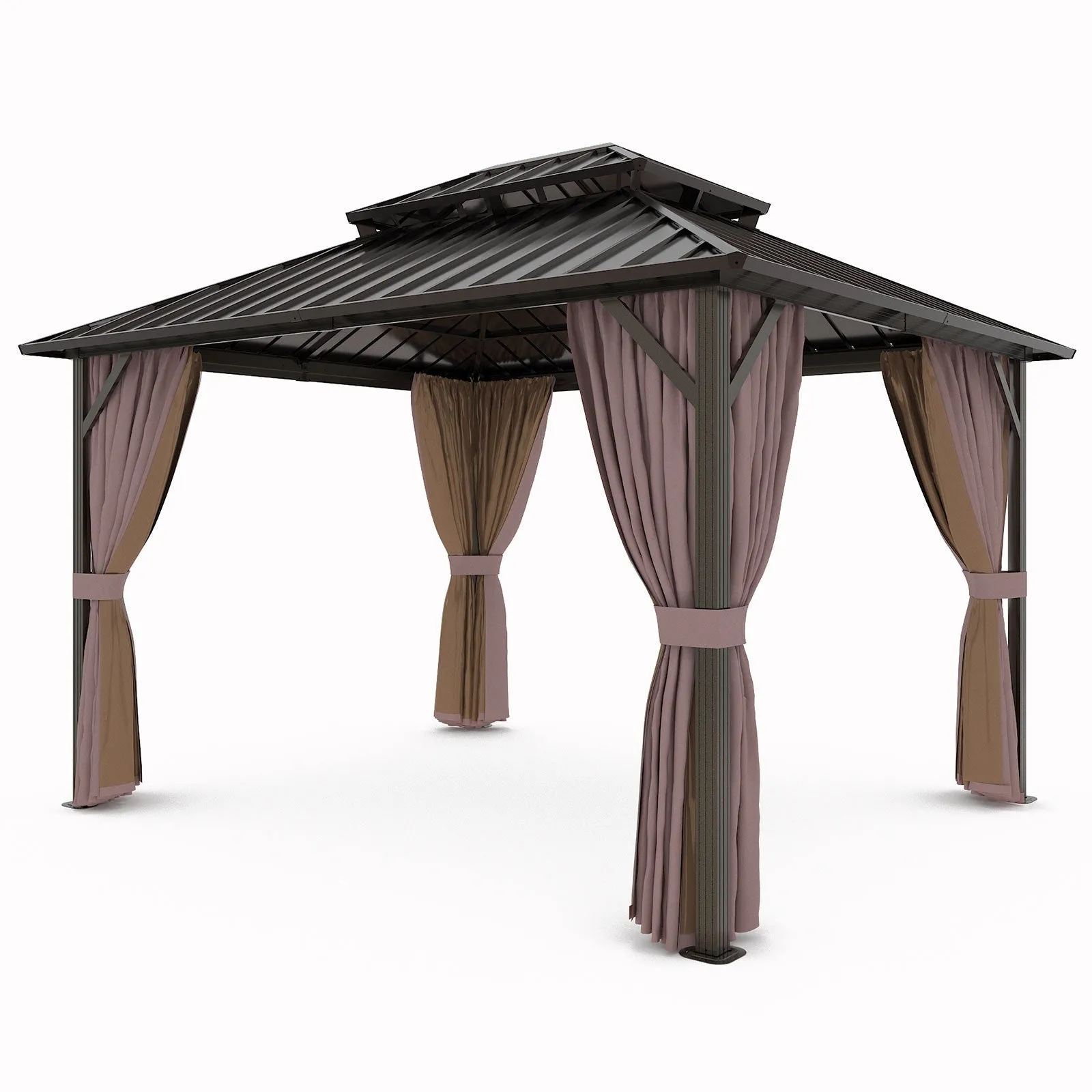 10x12 Hardtop Gazebo, Galvanized Steel Double Roof with Aluminum Frame