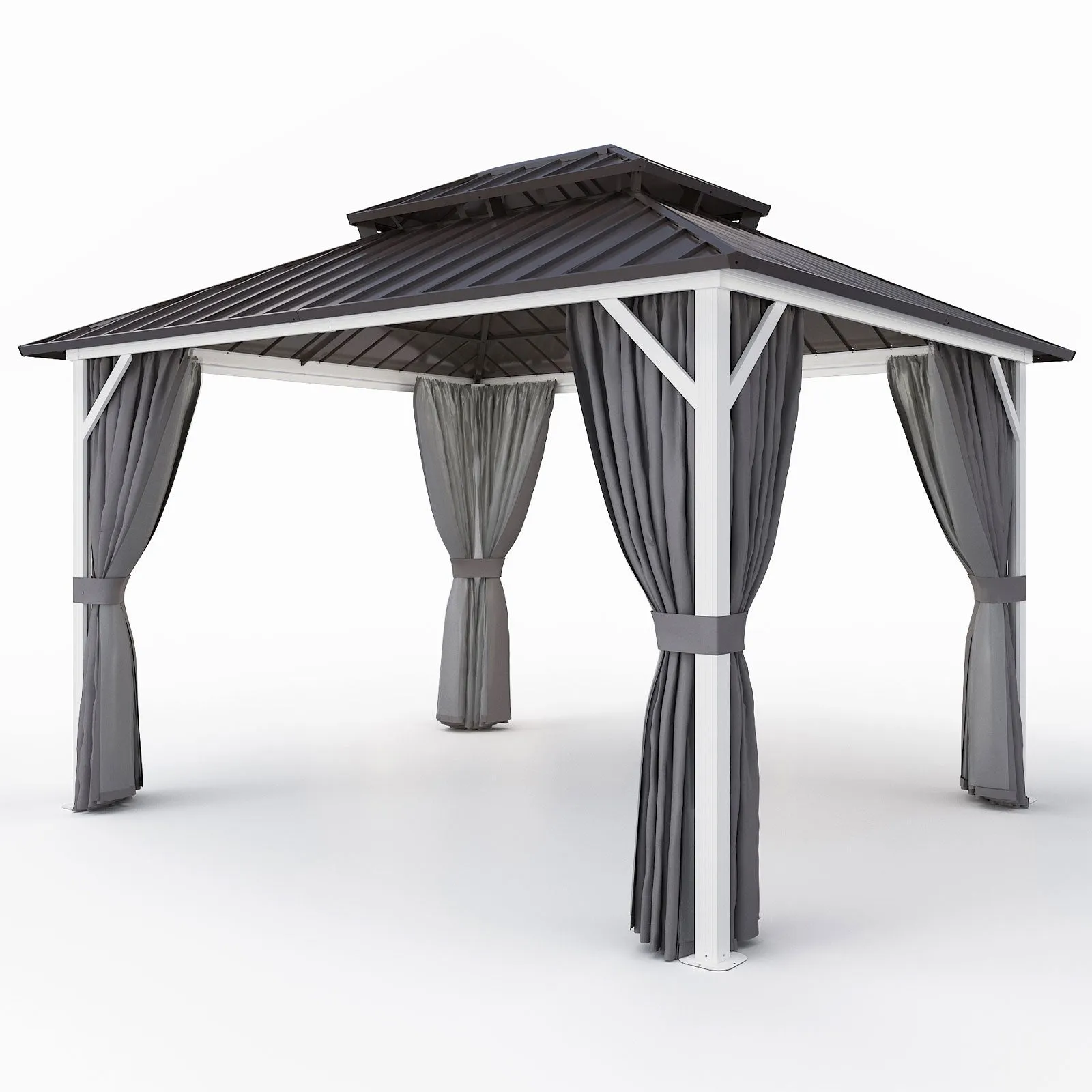 10x12 Hardtop Gazebo, Galvanized Steel Double Roof with Aluminum Frame