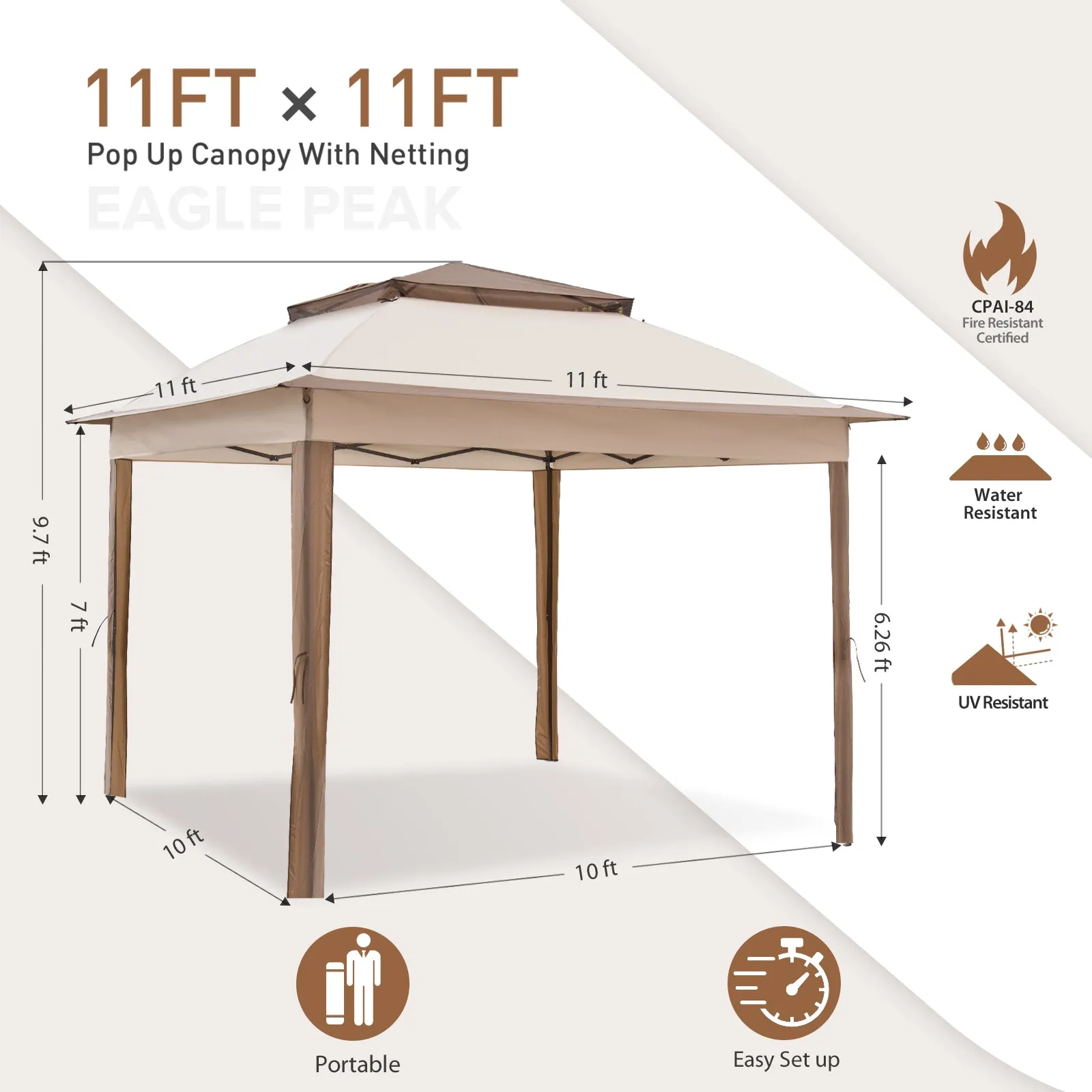 11x11 Pop Up Gazebo Tent with Netting