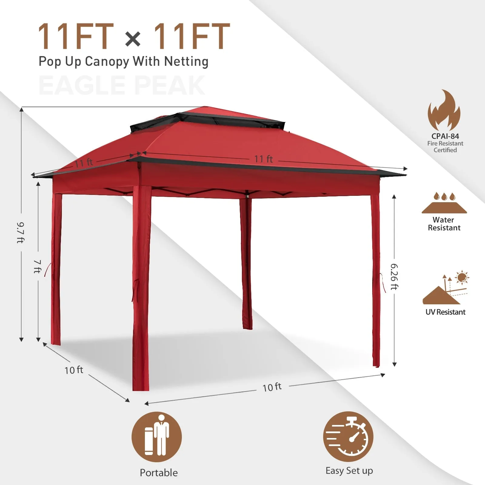11x11 Pop Up Gazebo Tent with Netting