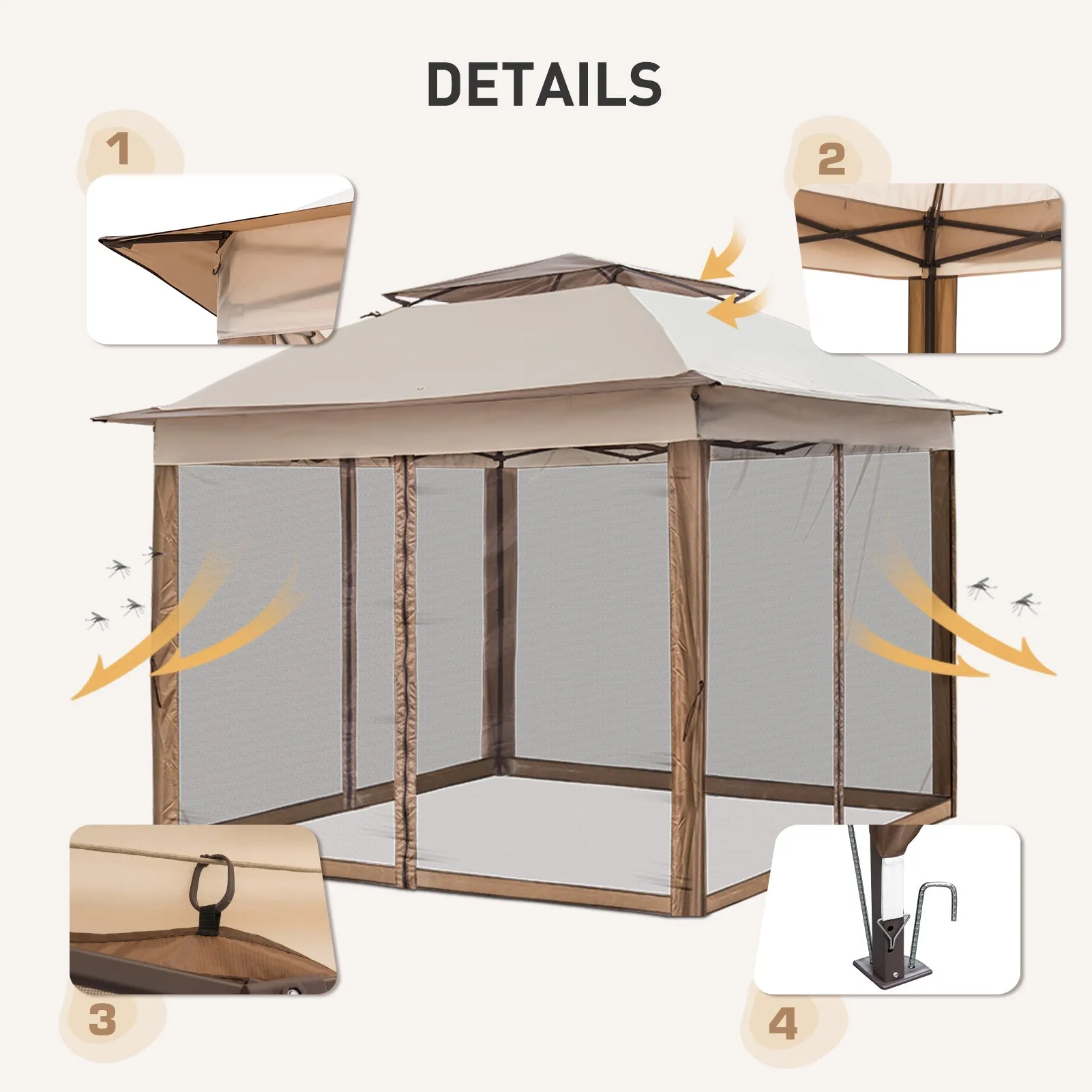 11x11 Pop Up Gazebo Tent with Netting