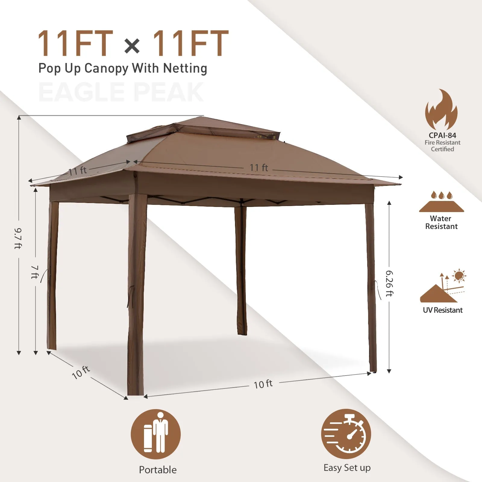 11x11 Pop Up Gazebo Tent with Netting