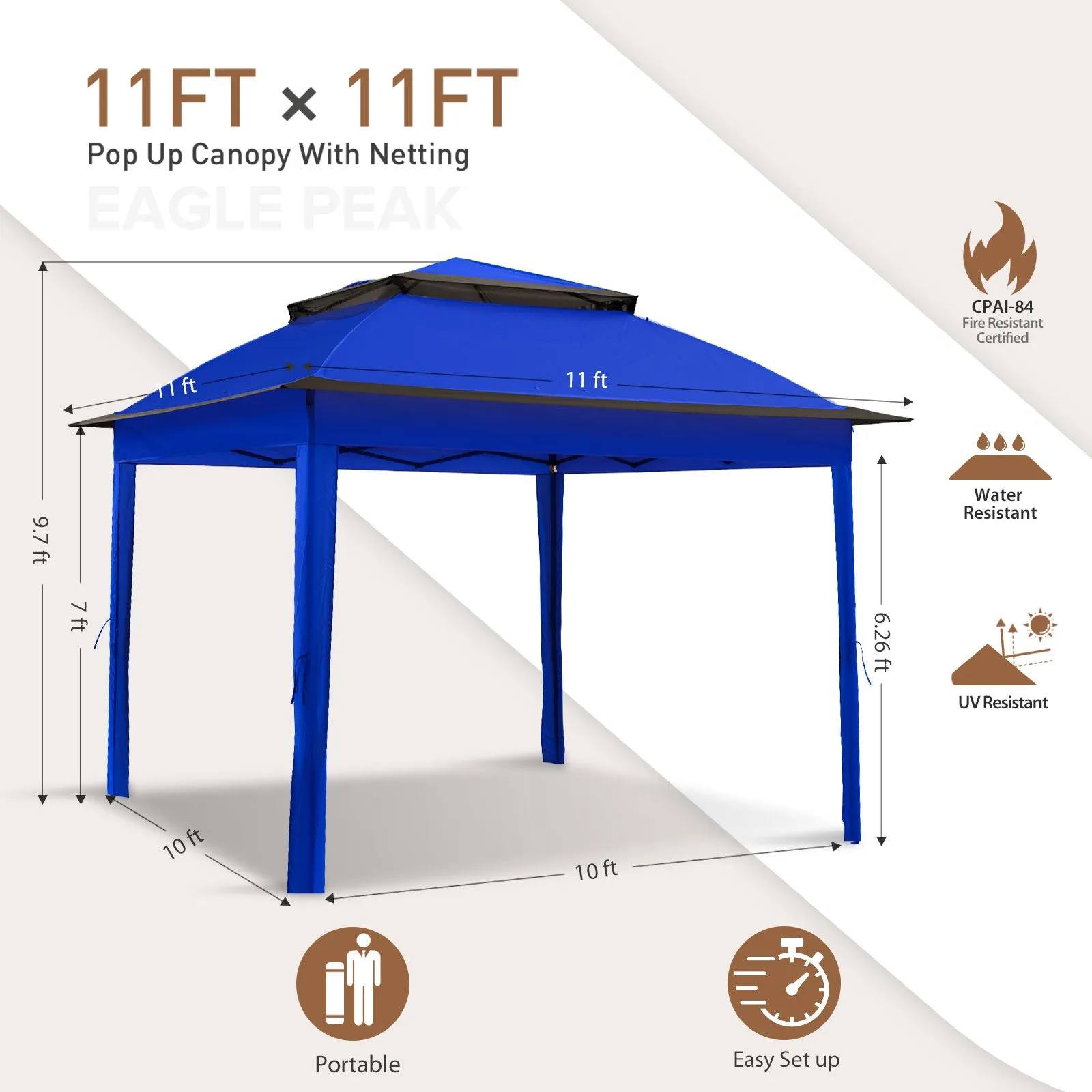 11x11 Pop Up Gazebo Tent with Netting
