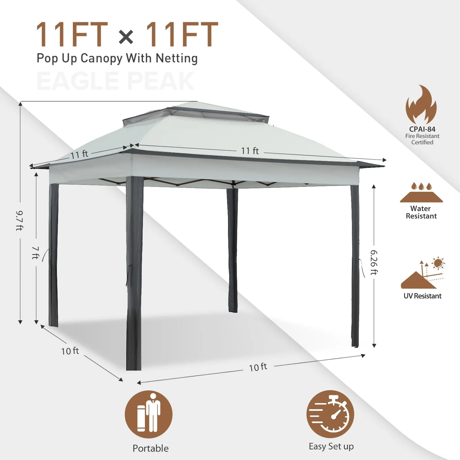 11x11 Pop Up Gazebo Tent with Netting