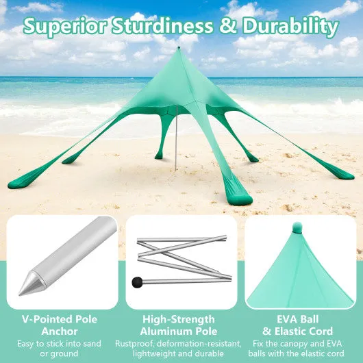 20 x 20 Feet Beach Canopy Tent with UPF50  Sun Protection and Shovel-Green