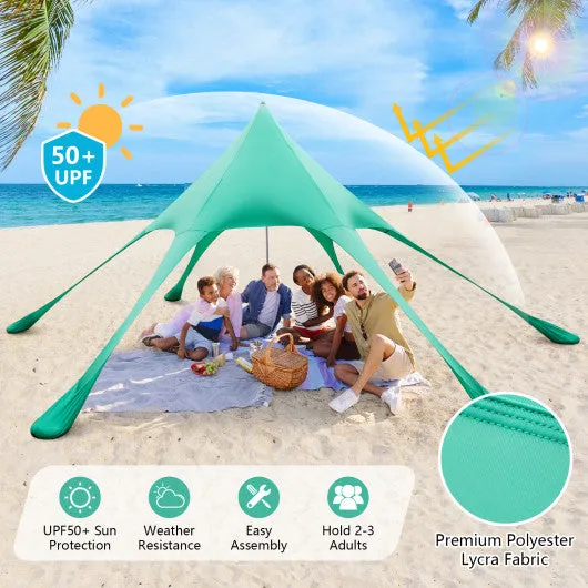 20 x 20 Feet Beach Canopy Tent with UPF50  Sun Protection and Shovel-Green