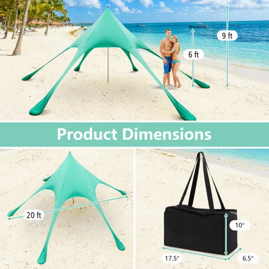 20 x 20 Feet Beach Canopy Tent with UPF50  Sun Protection and Shovel-Green