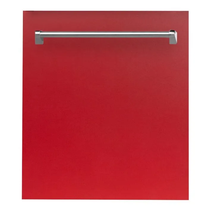 24 IN. Top Control Dishwasher in Red Matte with Stainless Steel Tub and Traditional Style Handle