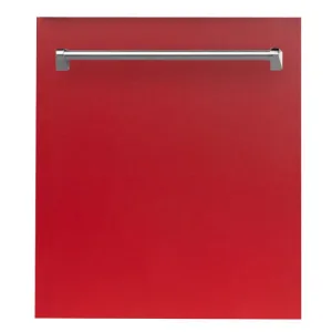 24 IN. Top Control Dishwasher in Red Matte with Stainless Steel Tub and Traditional Style Handle