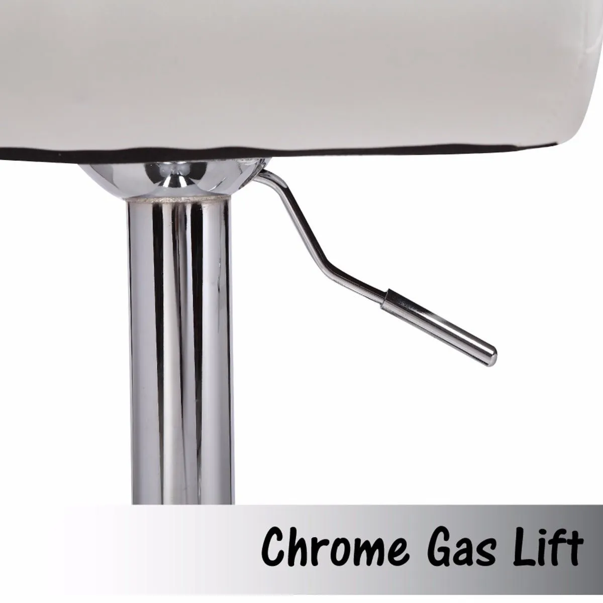2X White Bar Stools With Faux Leather - Adjustable Height