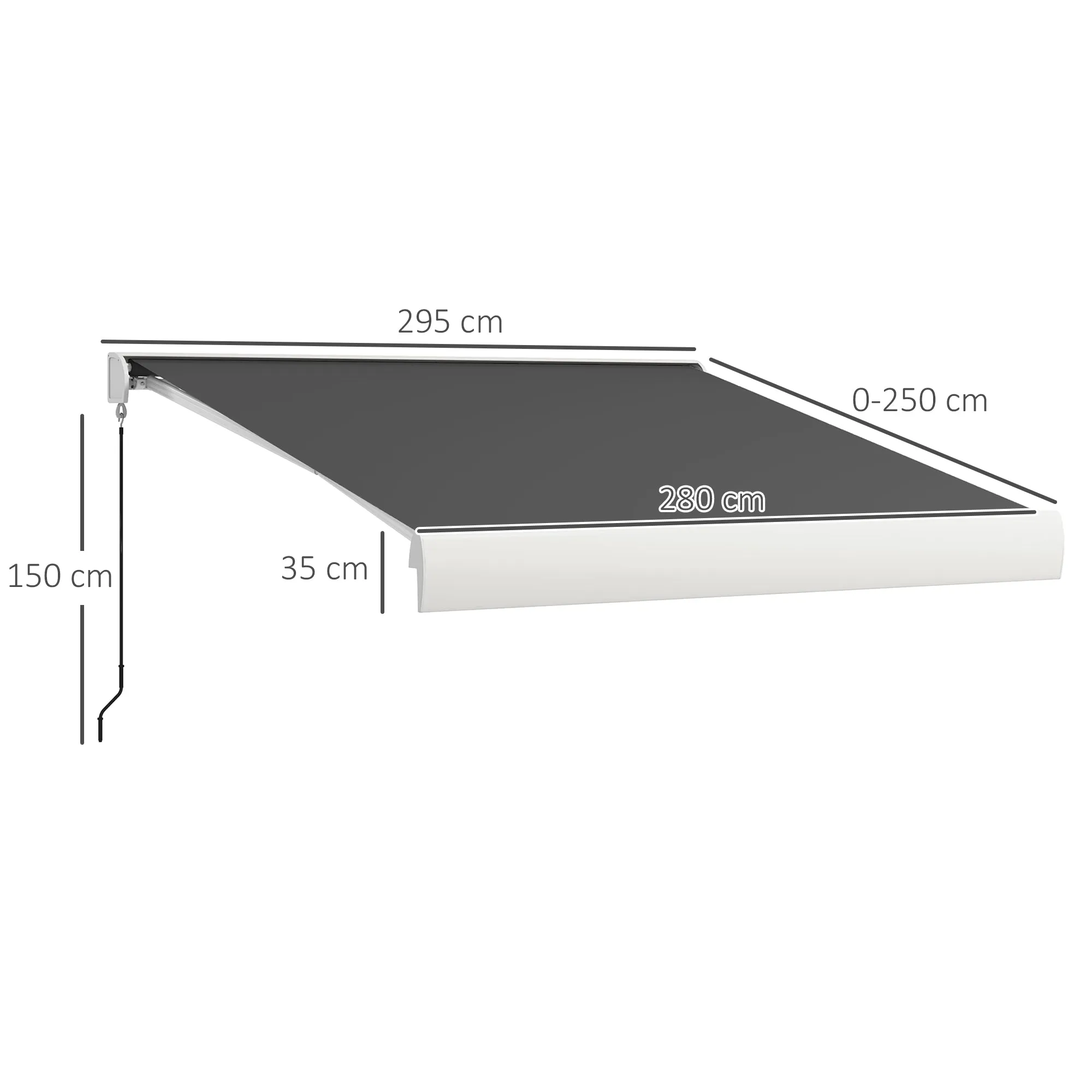 3 x 2.5m Electric Retractable Awning with Remote Controller, Aluminium Frame Sun Canopies for Patio Door Window