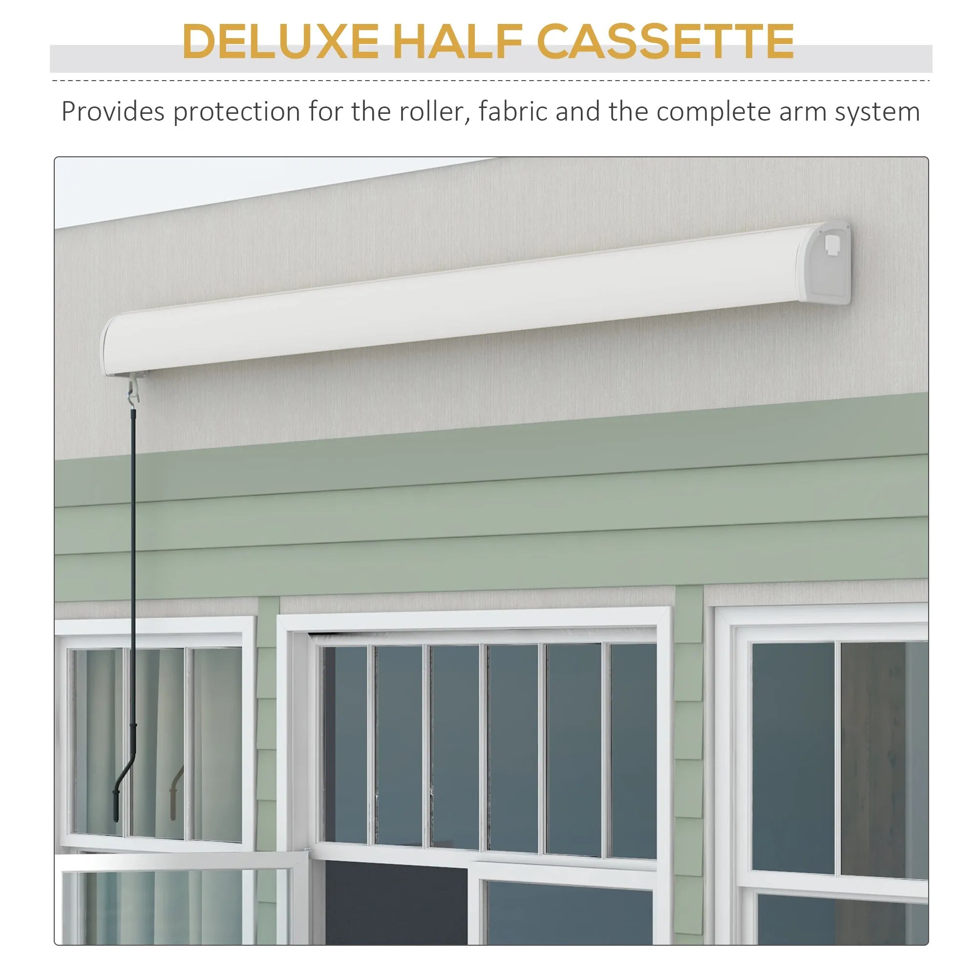 3 x 2.5m Electric Retractable Awning with Remote Controller, Aluminium Frame Sun Canopies for Patio Door Window