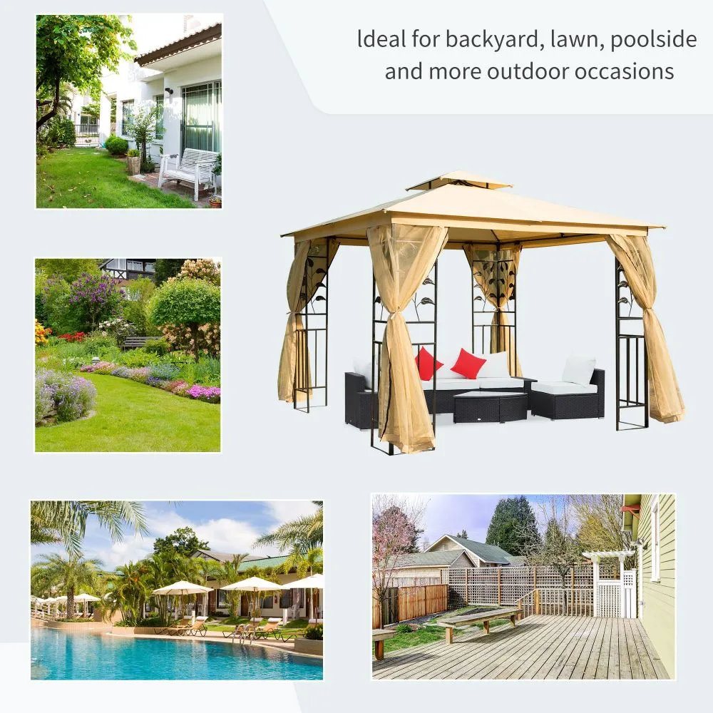 3 x 3m Double Top Gazebo-Beige