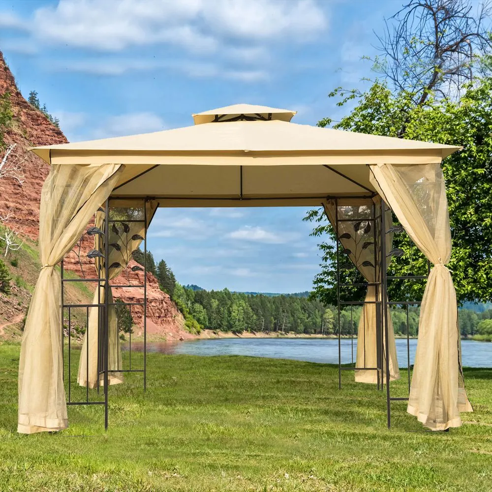 3 x 3m Double Top Gazebo-Beige