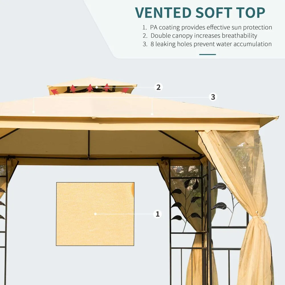 3 x 3m Double Top Gazebo-Beige
