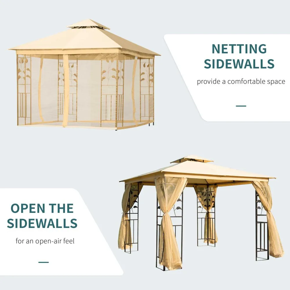 3 x 3m Double Top Gazebo-Beige