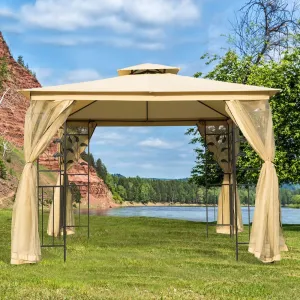 3 x 3m Double Top Gazebo-Beige