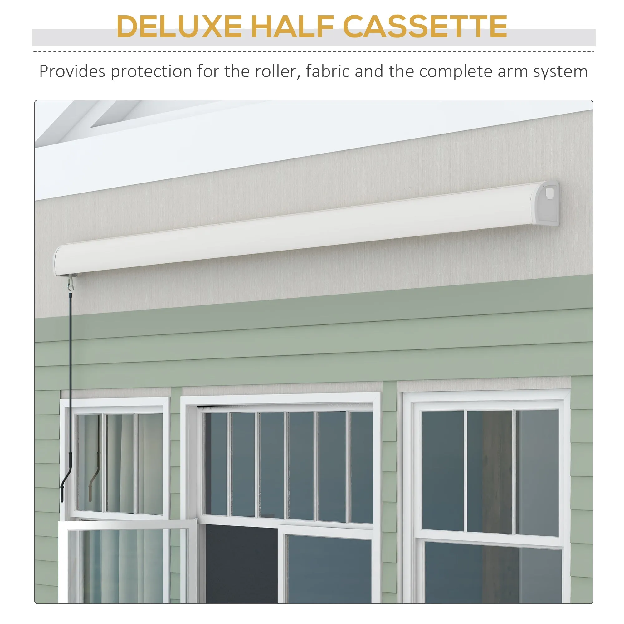 4 x 3(m) Electric Retractable Awning with Remote Controller, Aluminium Frame Sun Canopies for Patio Door Window