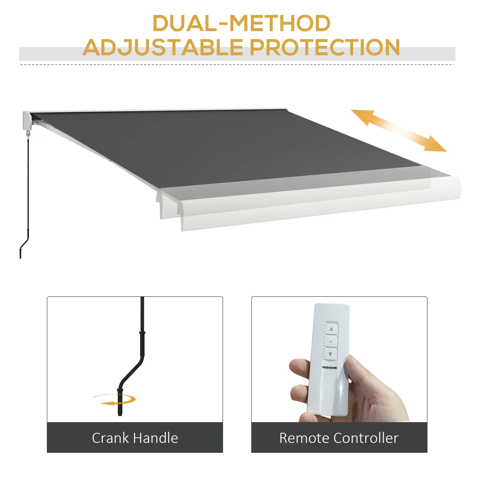 4 x 3(m) Electric Retractable Awning with Remote Controller, Aluminium Frame Sun Canopies for Patio Door Window