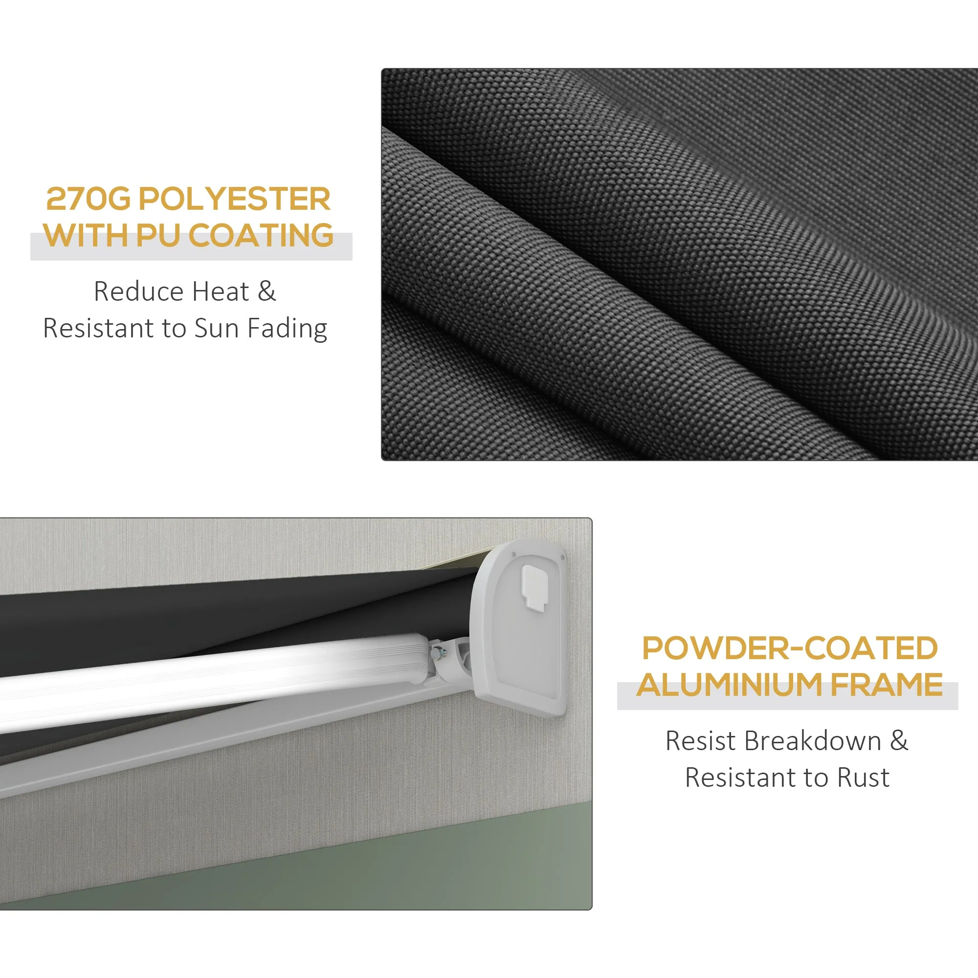 4 x 3(m) Electric Retractable Awning with Remote Controller, Aluminium Frame Sun Canopies for Patio Door Window