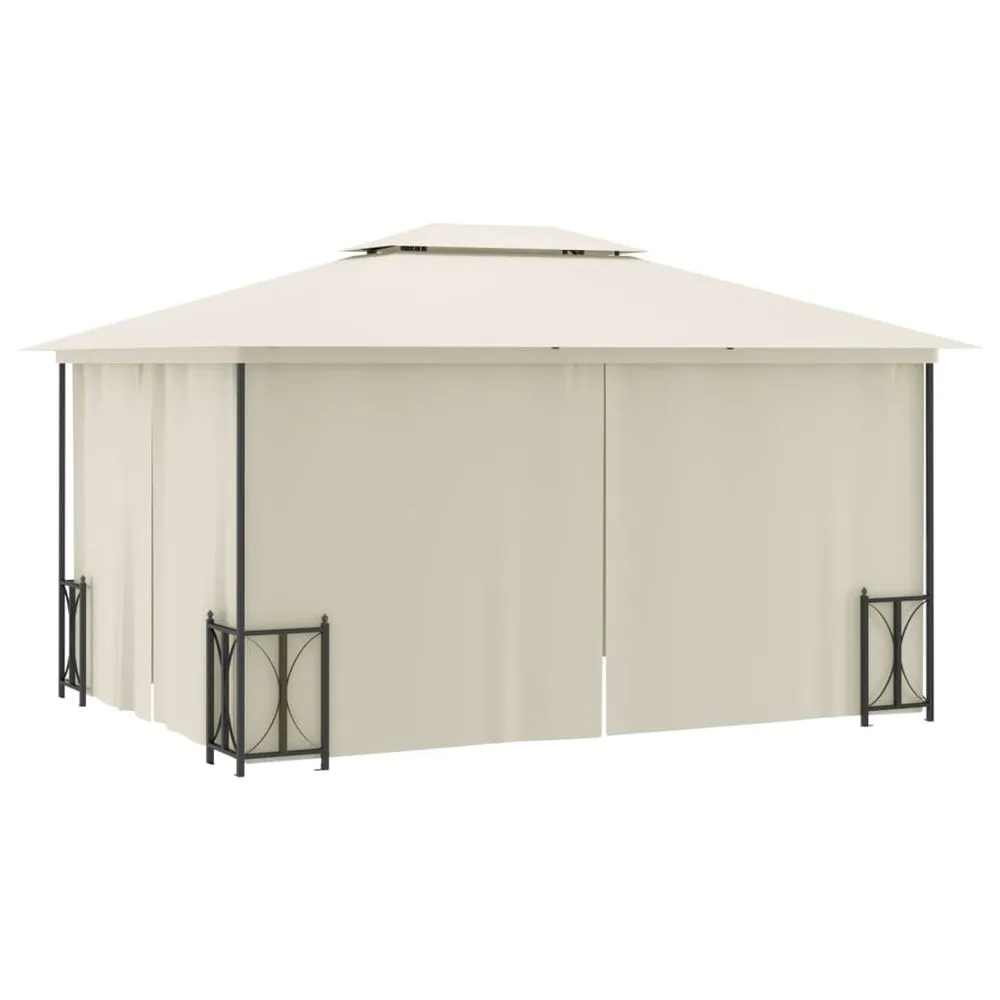 4 x 3m Gazebo with Sidewalls & Double Roofs Cream