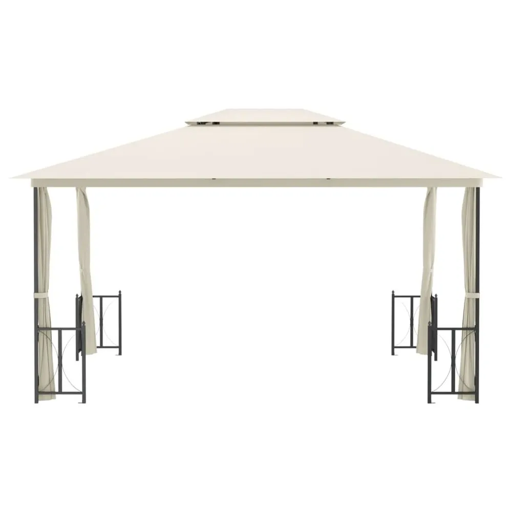 4 x 3m Gazebo with Sidewalls & Double Roofs Cream