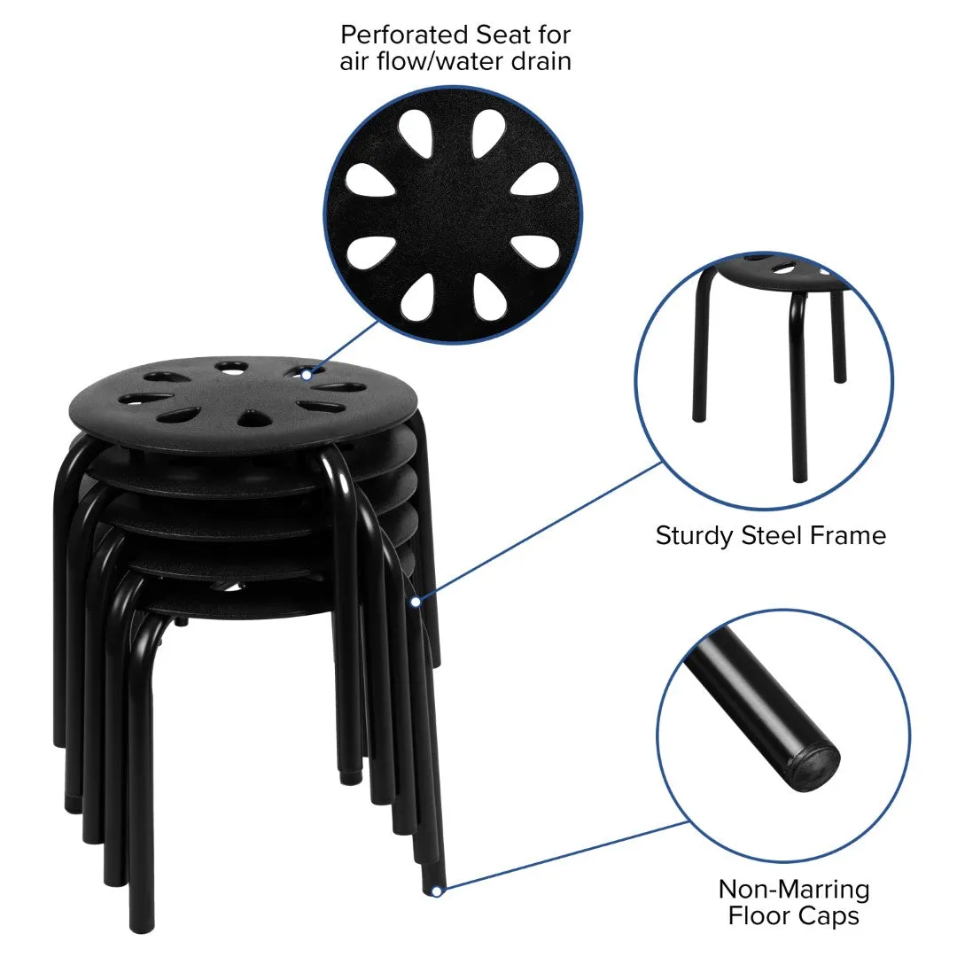 5-Pack Commercial Grade Stack Stools, 11.5" Height, Lightweight & Durable