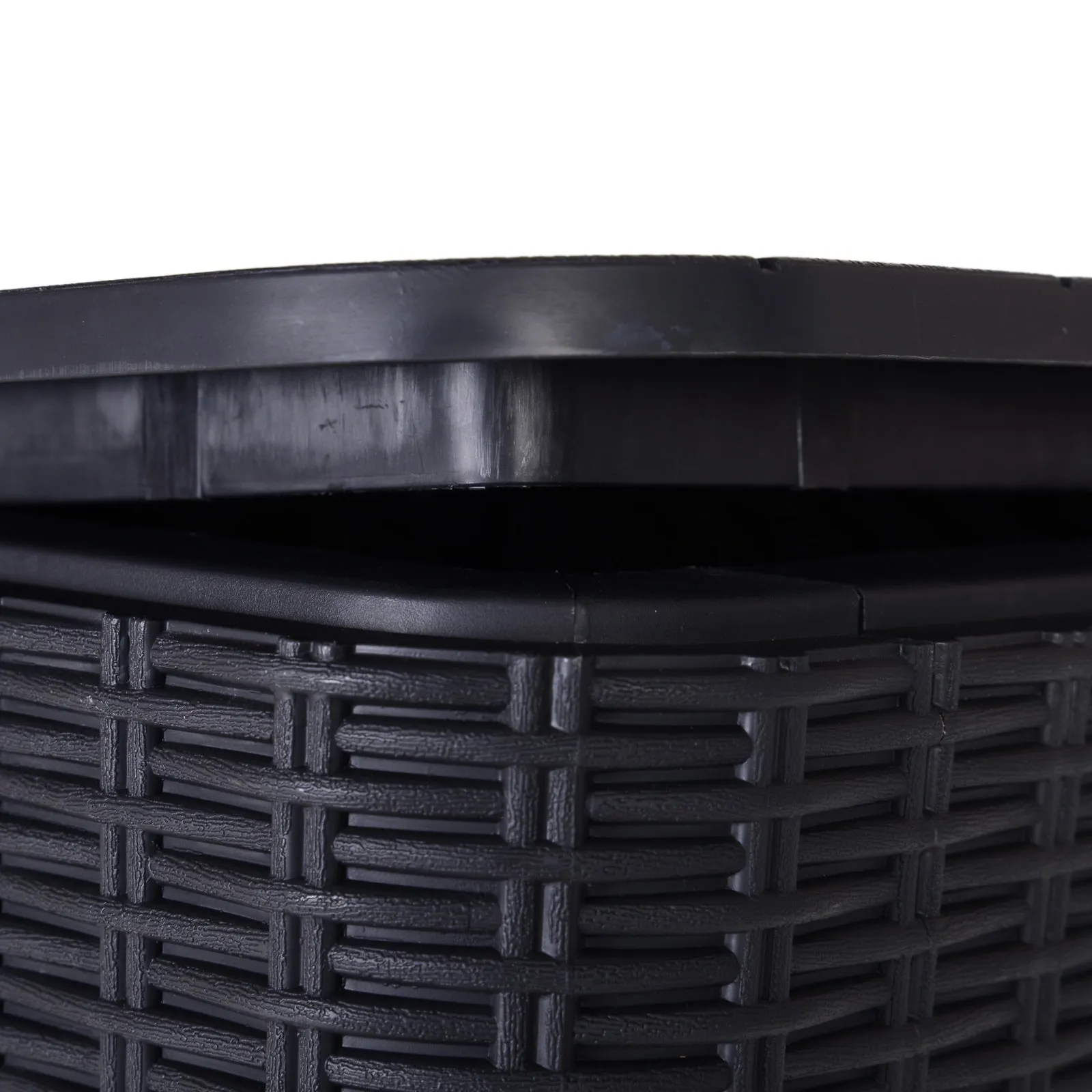 50L Outdoor Rattan-Effect Lift-Top Bar Tea Table Black