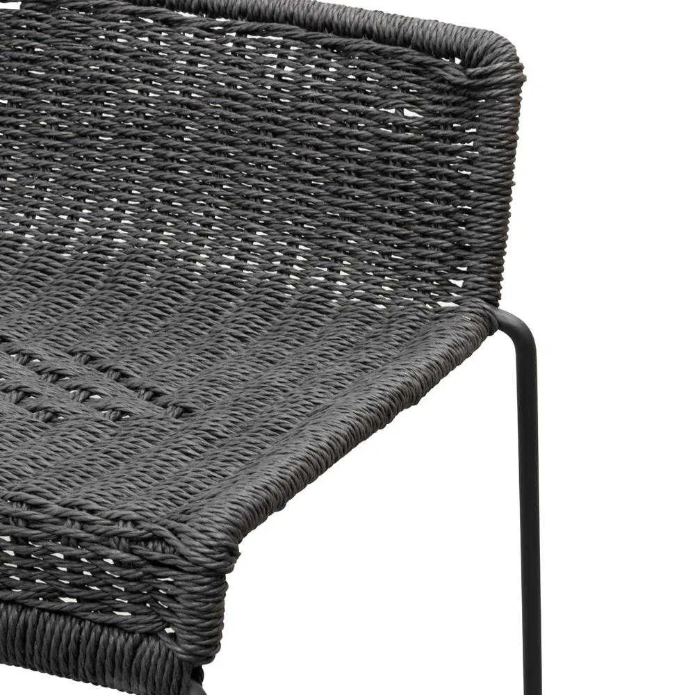 65cm Bar Stool - Black Cord Seat - Black Frame