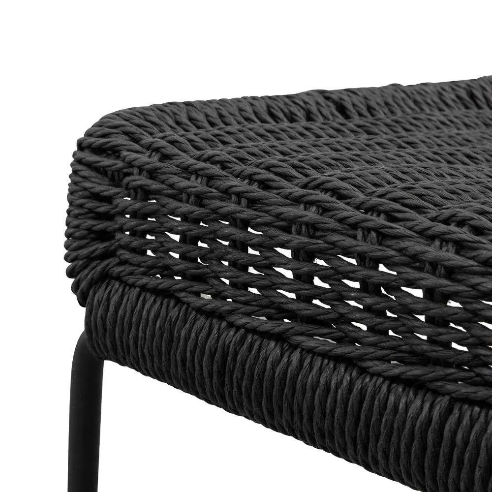 65cm Bar Stool - Black Cord Seat - Black Frame