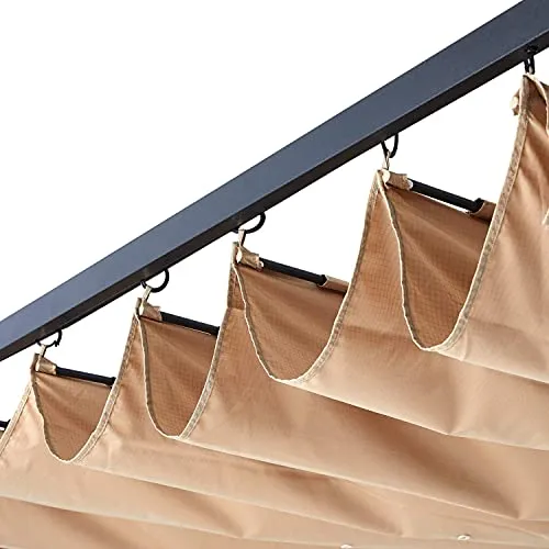 ABCCANOPY 10 x 10 Steel Retractable Pergola Gazebo, Weather-Resistant Rip-Lock Canopy for Your Patio Garden Yard, Khaki