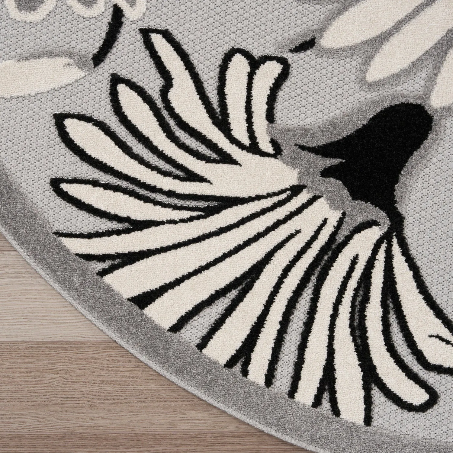 Aloha Black White Contemporary Indoor/Outdoor Rug