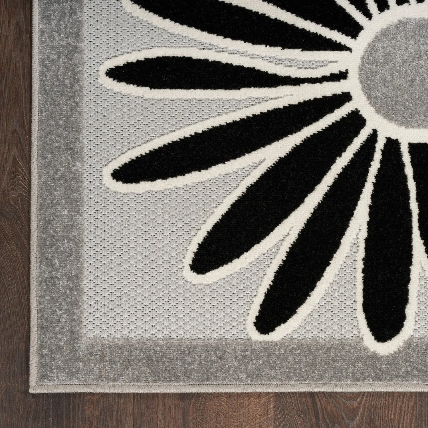 Aloha Black White Contemporary Indoor/Outdoor Rug