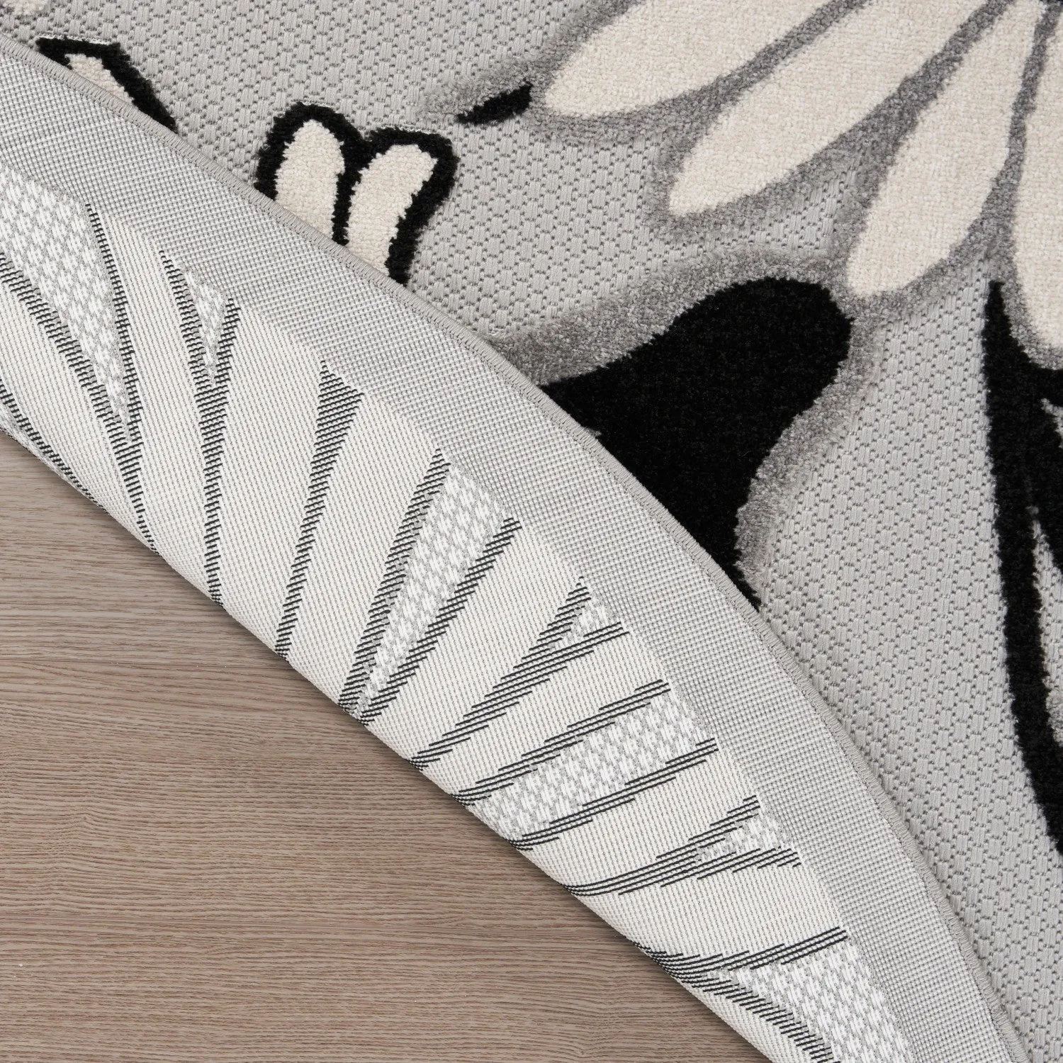 Aloha Black White Contemporary Indoor/Outdoor Rug