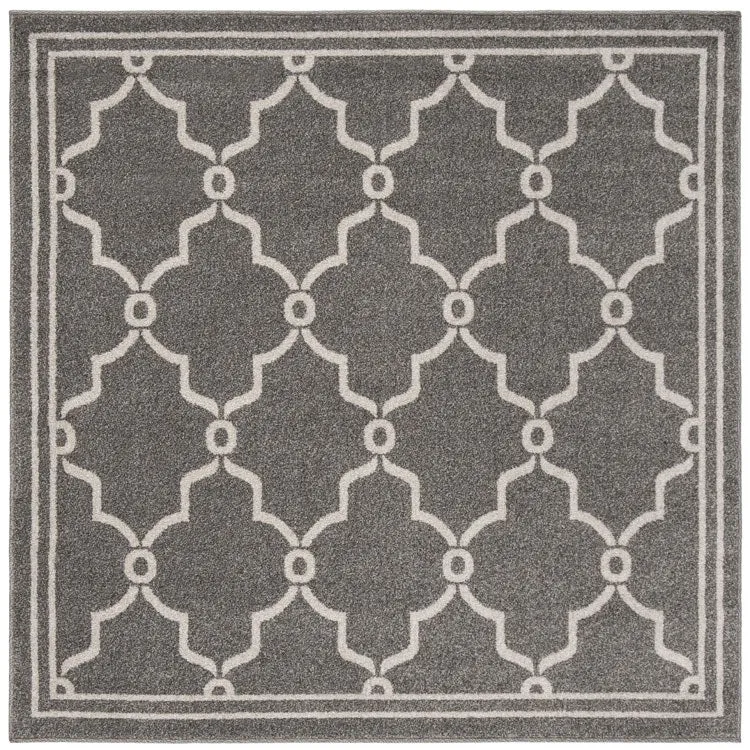Amherst 5' x 5' Square Indoor/Outdoor Woven Area Rug - Dark Gray/Beige