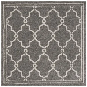 Amherst 5' x 5' Square Indoor/Outdoor Woven Area Rug - Dark Gray/Beige