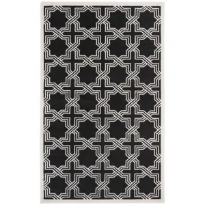 Amherst 5' x 8' Indoor/Outdoor Woven Area Rug - Anthracite/Ivory
