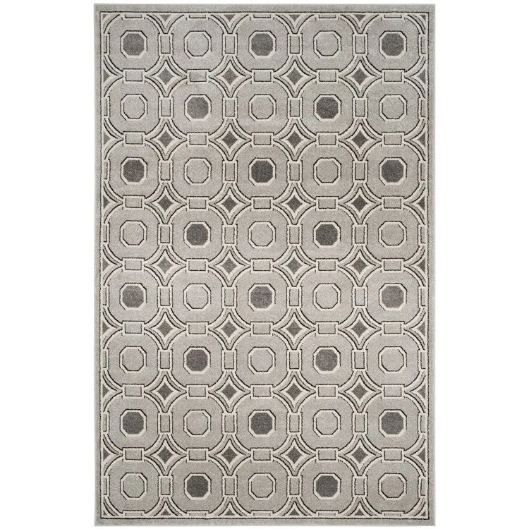 Amherst 6' x 9' Indoor/Outdoor Woven Area Rug - Light Gray/Ivory