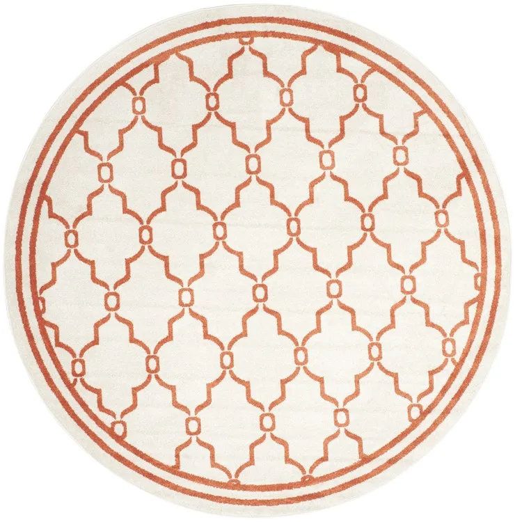 Amherst 7' x 7' Round Indoor/Outdoor Woven Area Rug - Beige/Orange