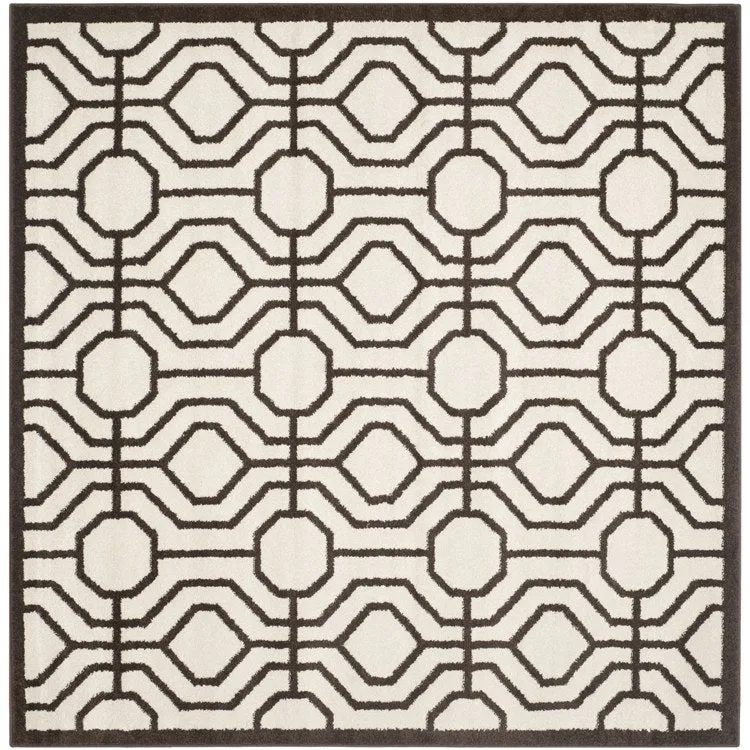 Amherst 7' x 7' Square Indoor/Outdoor Woven Area Rug - Ivory/Brown