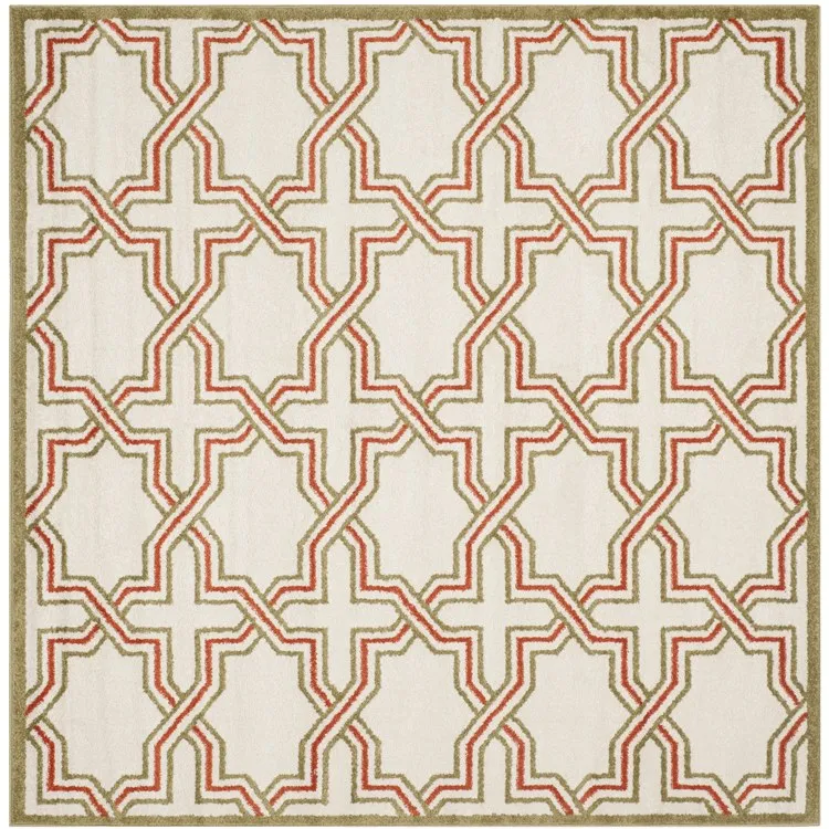 Amherst 7' x 7' Square Indoor/Outdoor Woven Area Rug - Ivory/Light Green
