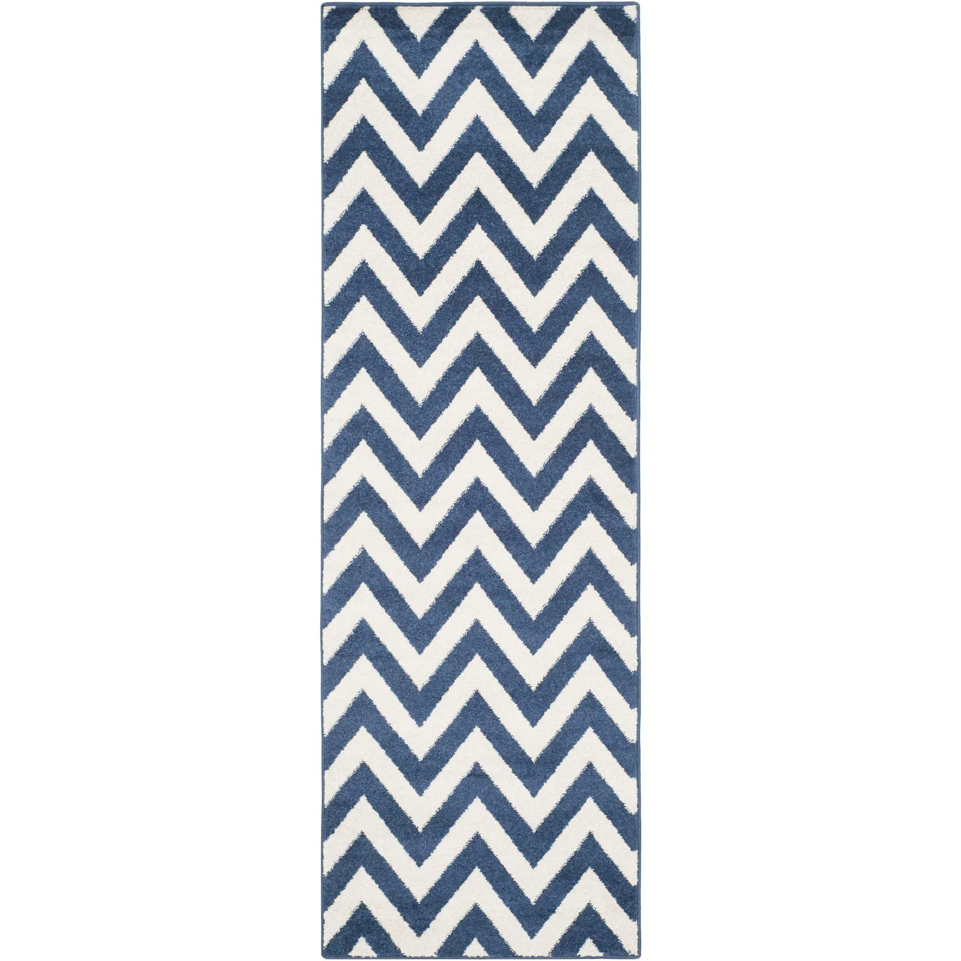 Amherst Chevron Navy/Beige Runner Rug