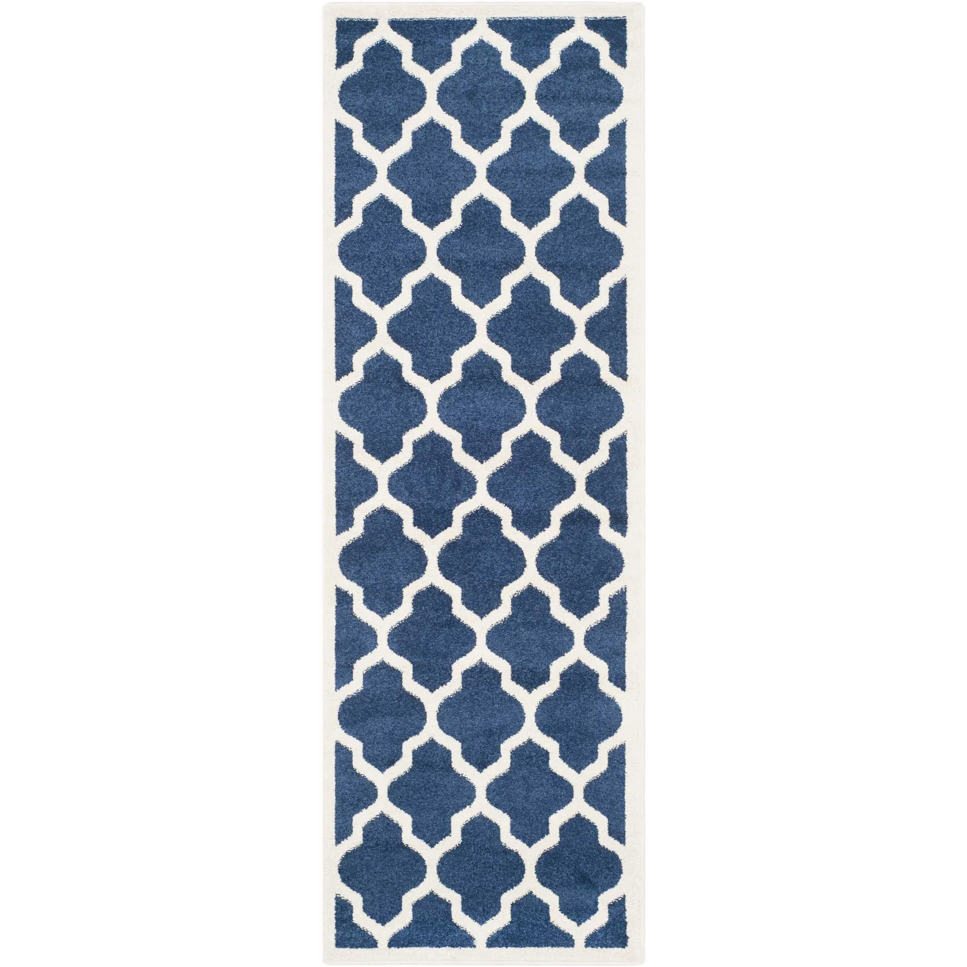 Amherst Quatrefoil Navy/Beige Runner Rug