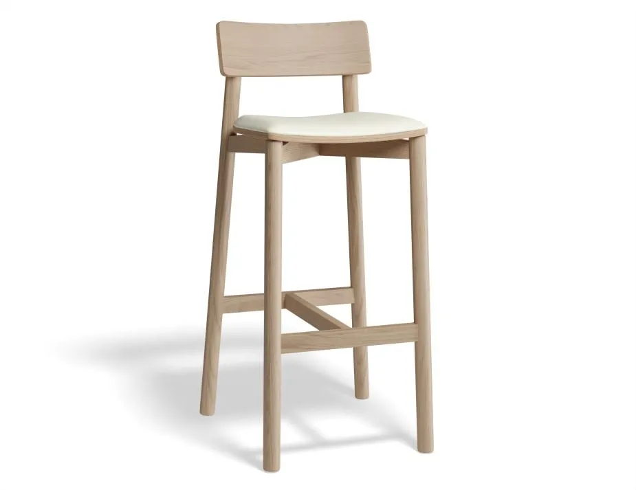 Andi Stool - Natural with Pad - 75cm Seat Height Vintage Tan Vegan leather Seat Pad