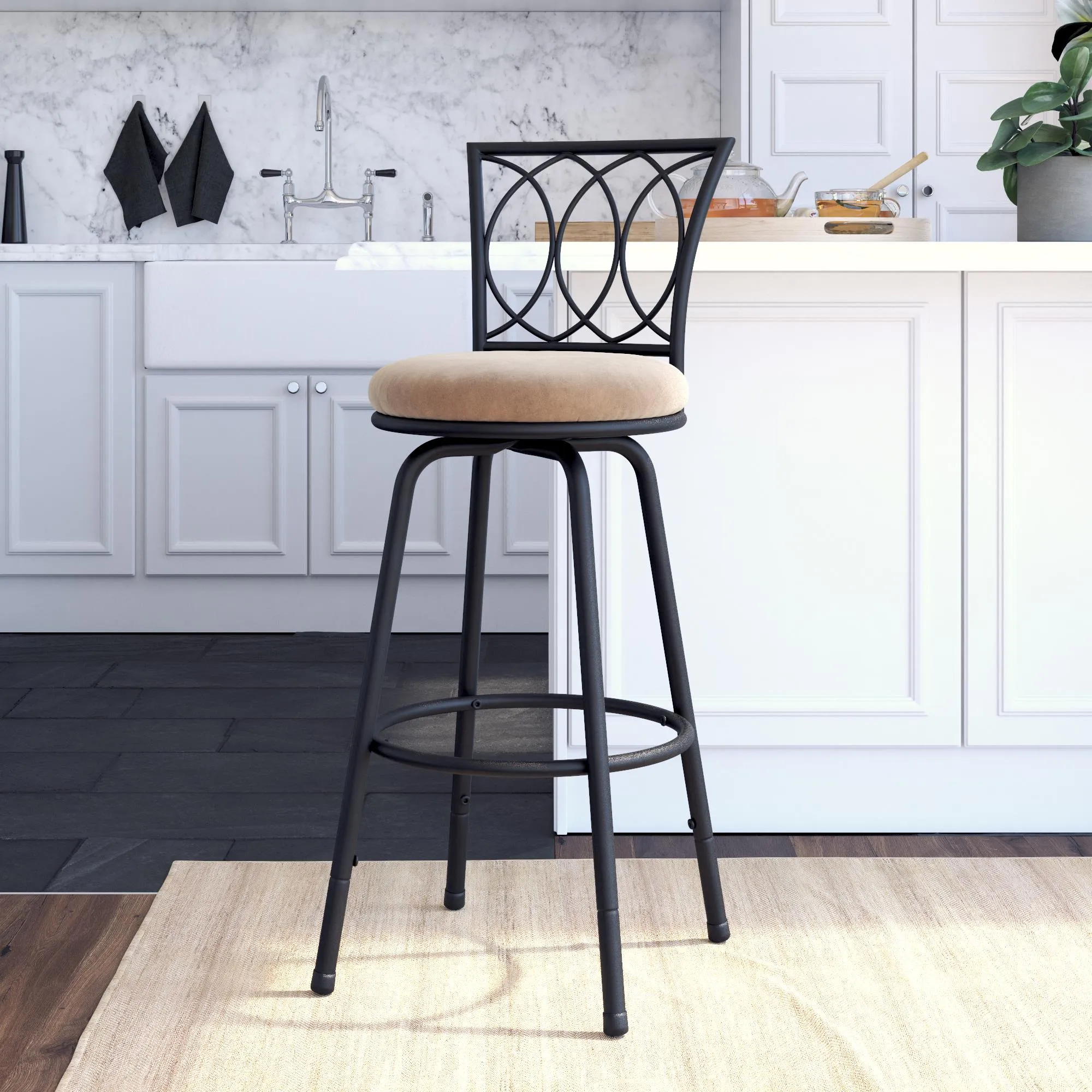 Arcadio Upholstered Seat Swivel Barstool