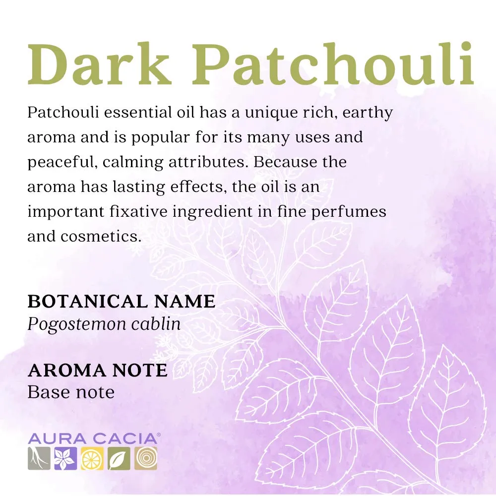 Aura Cacia 100% Dark Patchouli Essential Oil | GC/MS Tested for Purity | 15 ml (0.5 fl. oz.) | Pogostemon cablin